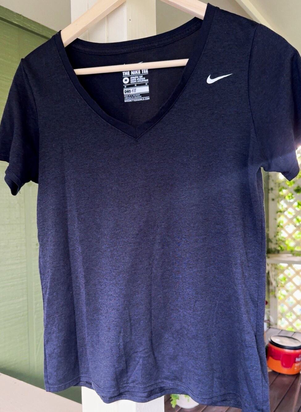 Nike Dri-FIT Nike Tee Women's M Black V-Neck Lightweight Short Sleeve T-Shirt